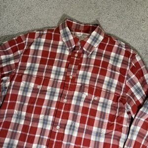 Filson Shirt Mens Medium Red Plaid Button Front Long Sleeve Casual
